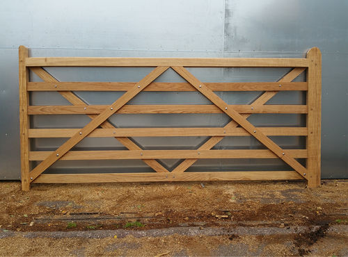 Woodmancote Green Oak 6 bar entrance gate up to 2.75m-9' wide